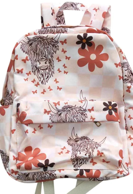 Backpack floral cow