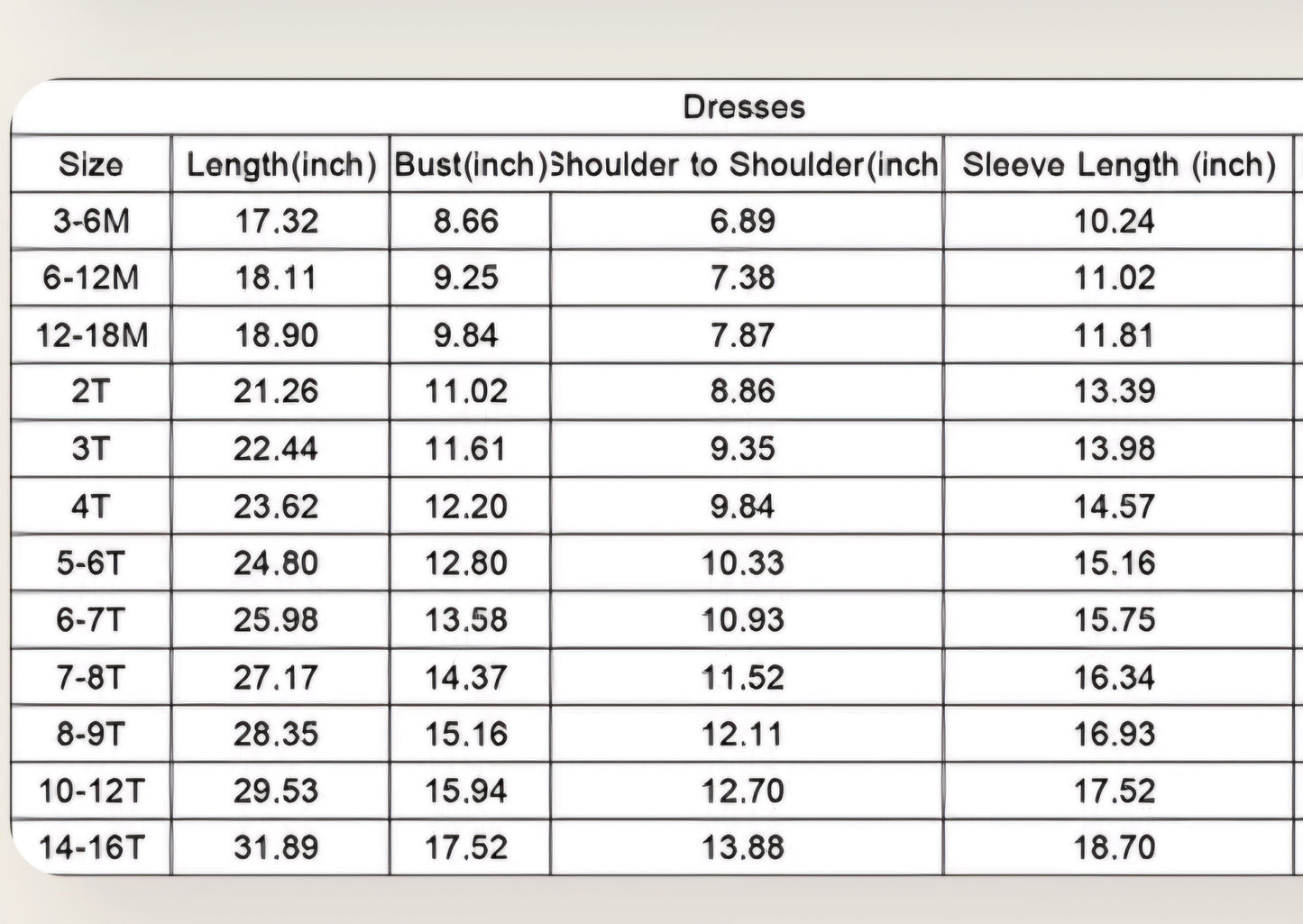 Wild Child size charts for boy or girl