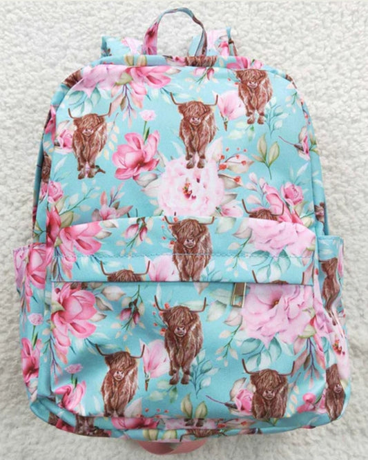 Highland cow floral bookbag