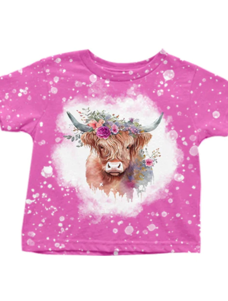 Highland cow floral shirt