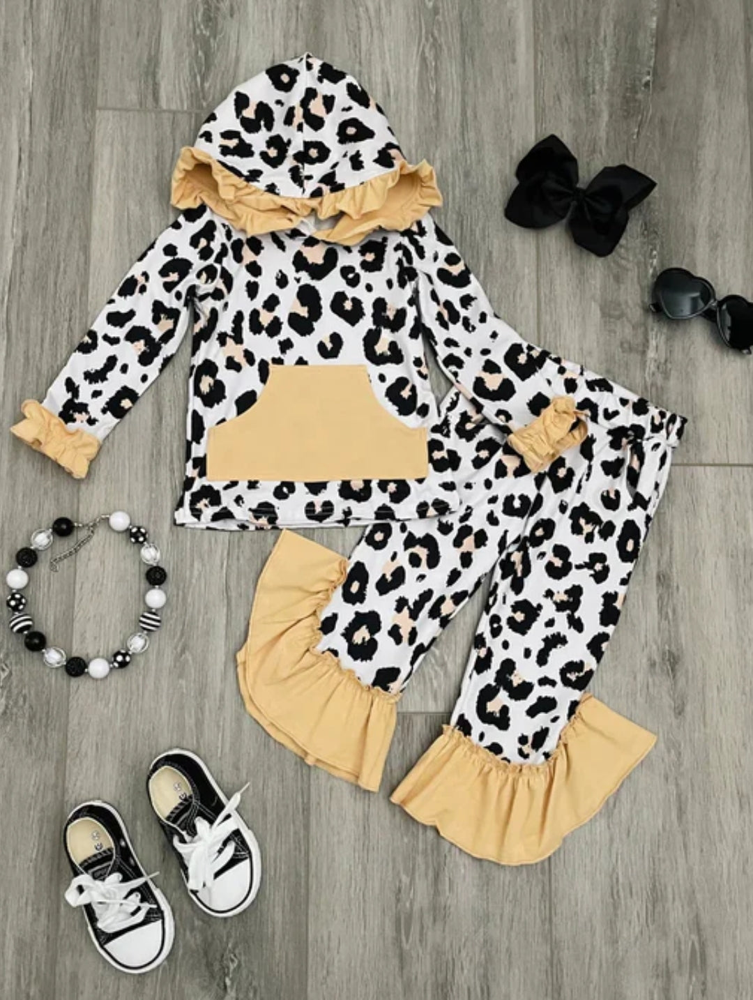 hoodie with leopard pant set