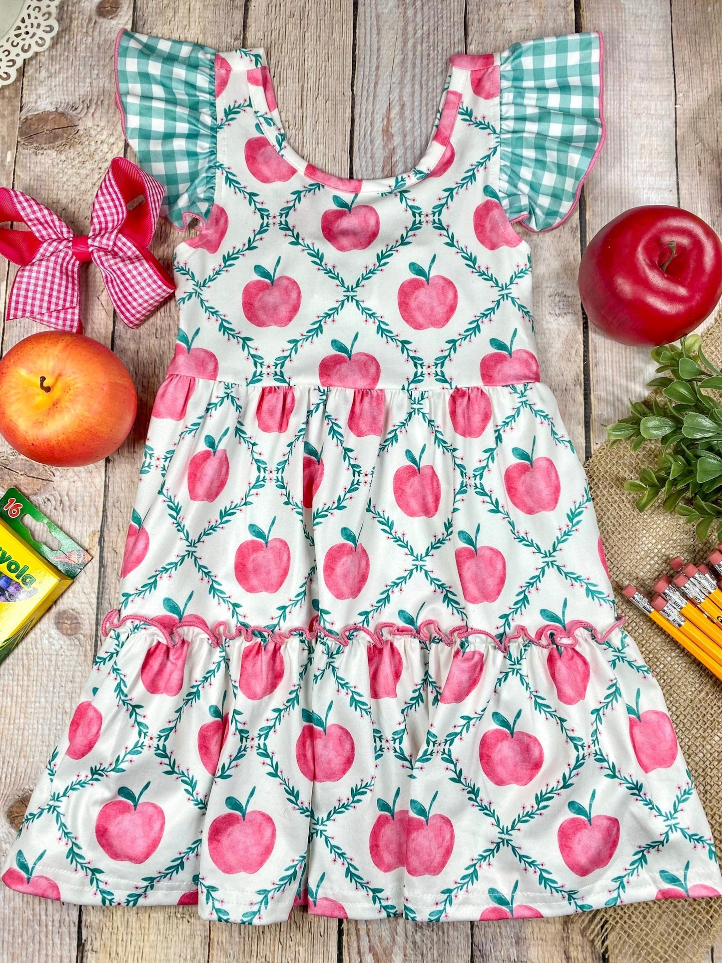 Apple Orchard Flutter Dress | Girls Apple Print Dress