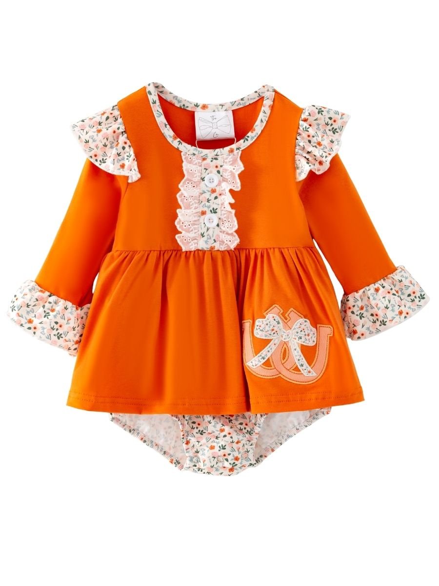 Autumn Horseshoe Blossom Bubble Infant Romper