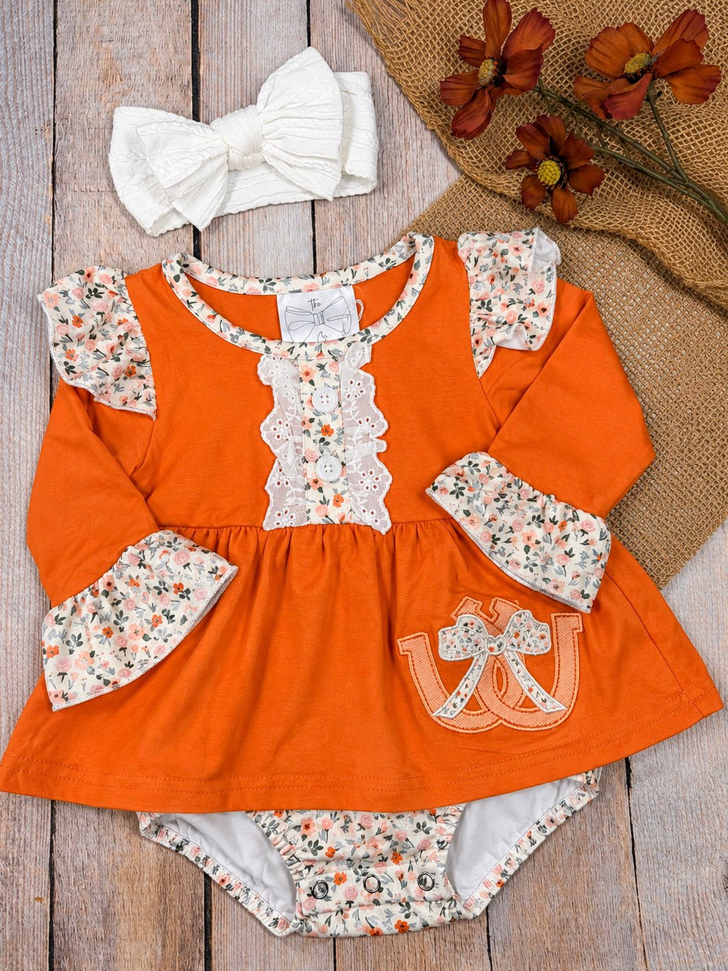 Autumn Horseshoe Blossom Bubble Infant Romper