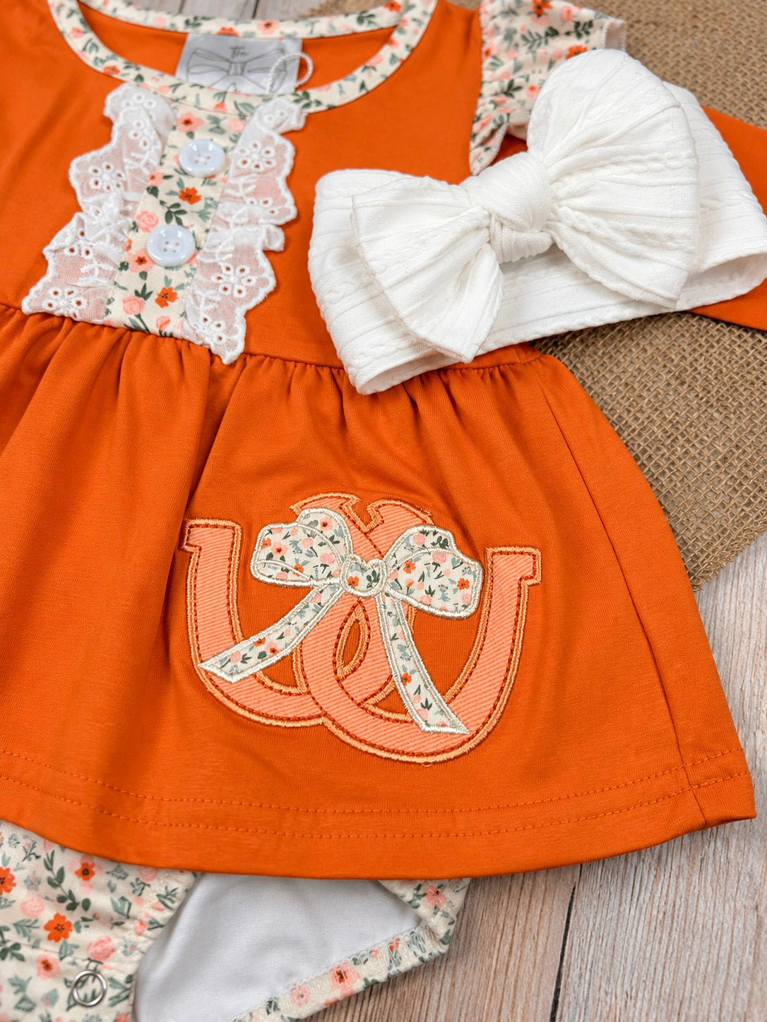 Autumn Horseshoe Blossom Bubble Infant Romper