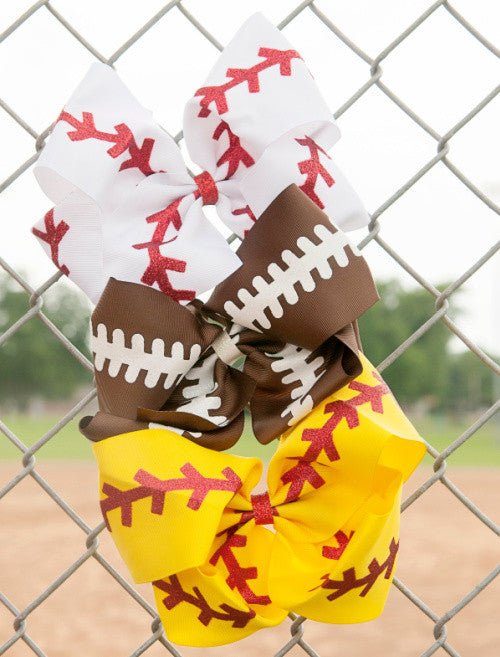Baseball Stitch Classic Hair Bow | Large Alligator Clip – Texas Size 7"