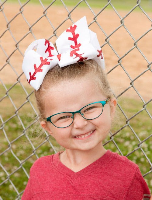 Baseball Stitch Classic Hair Bow | Large Alligator Clip – Texas Size 7"