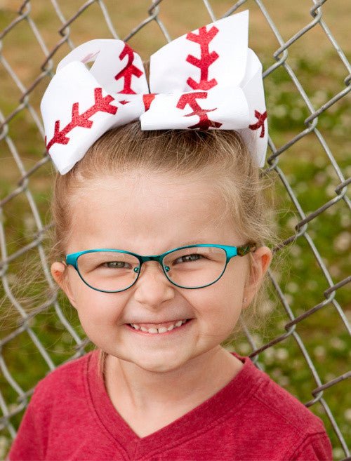 Baseball Stitch Classic Hair Bow | Large Alligator Clip – Texas Size 7"