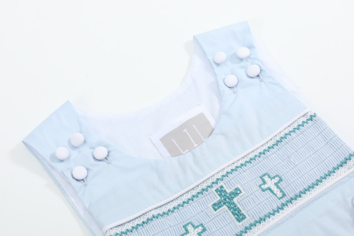 Blue Crosses Smocked Jon Jon