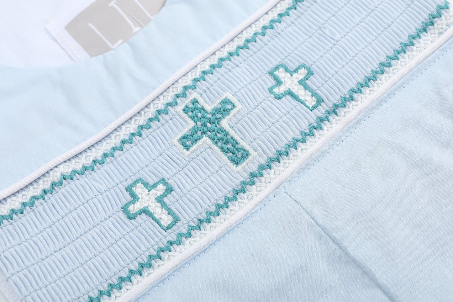 Blue Crosses Smocked Jon Jon
