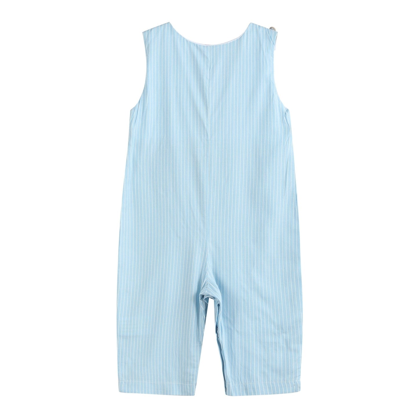 Blue Gingham Train Smocked Longalls