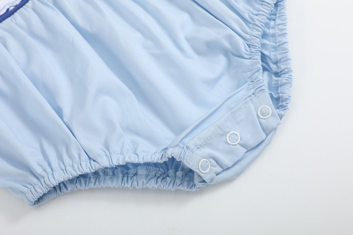 Blue Whale Smocked Collared Bubble Romper