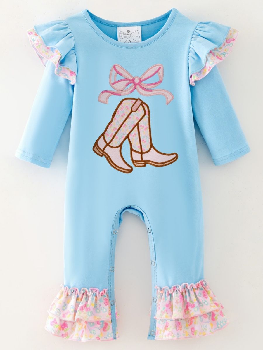 Boots & Bows Western Fall Girls Infant Romper