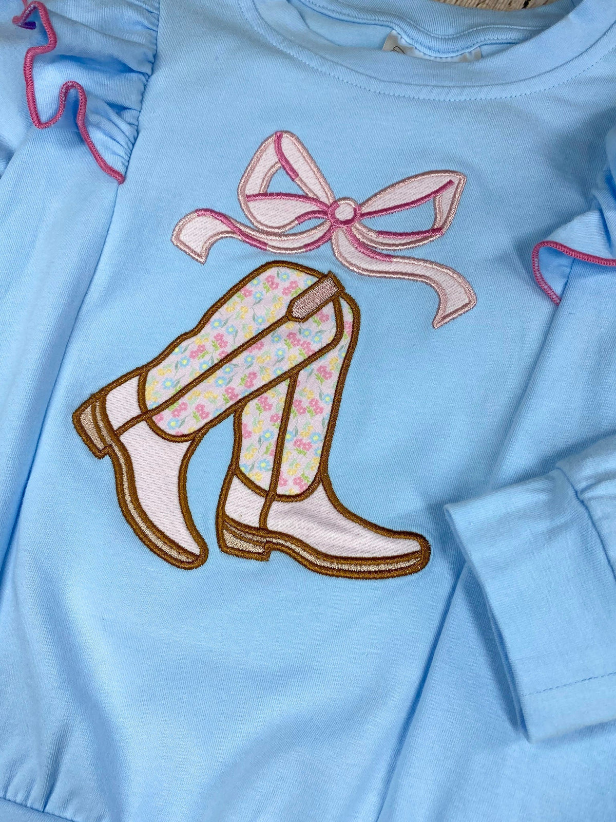 Boots and Bows Western Girls Bell Bottom Set
