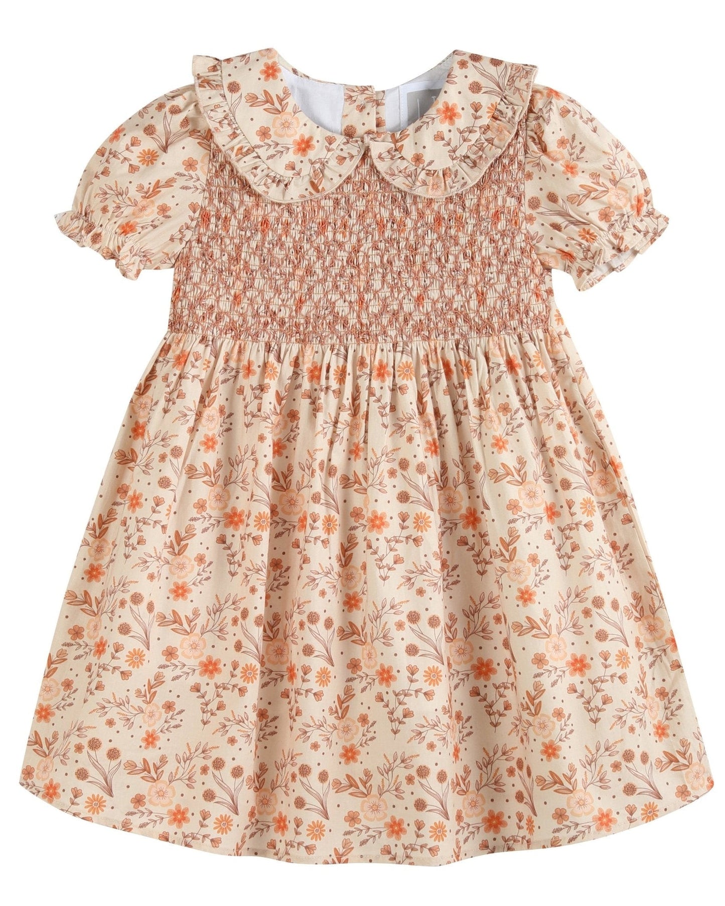 Brown Floral Collared Dress