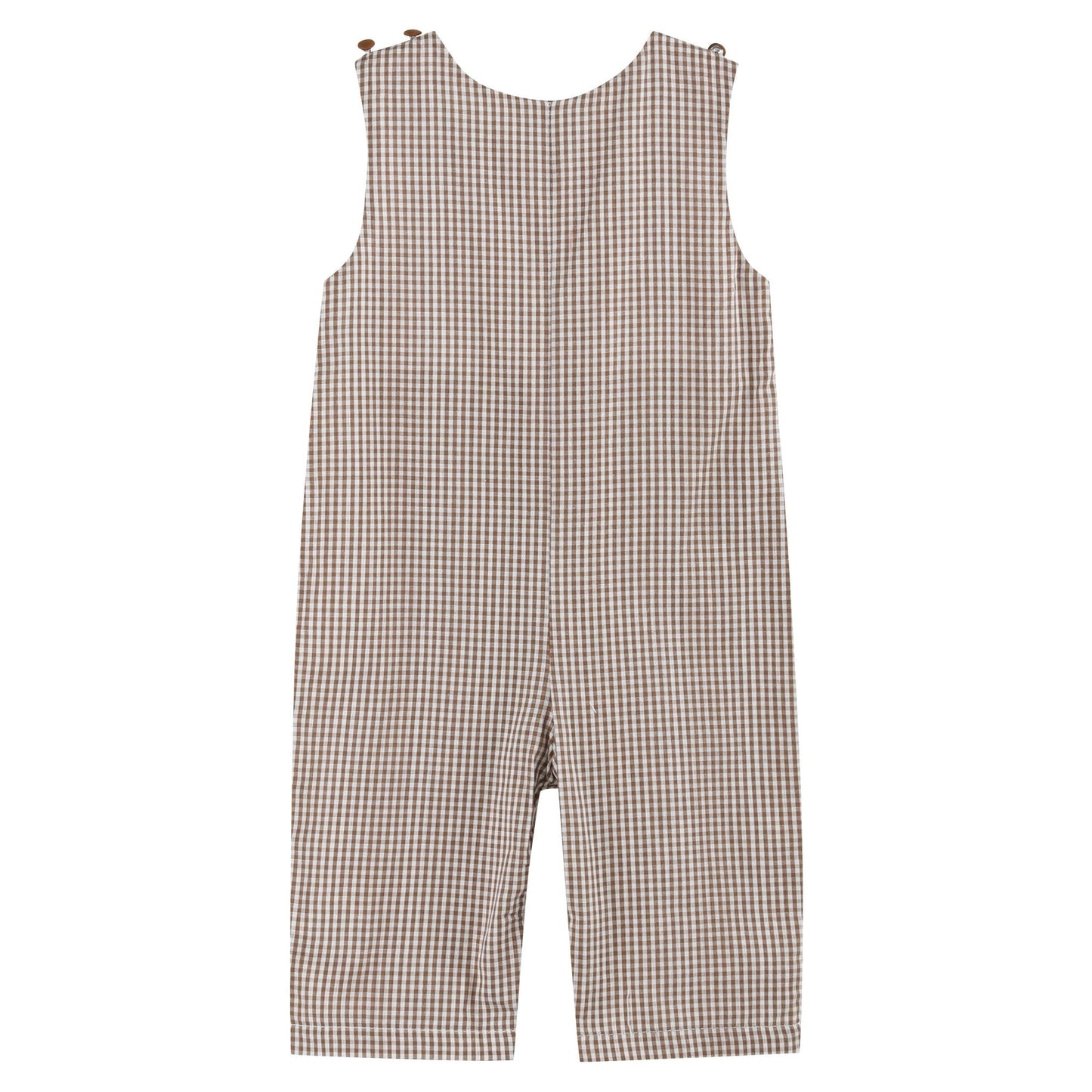 Brown Gingham Pumpkin and Corn Tractor Smocked Longalls