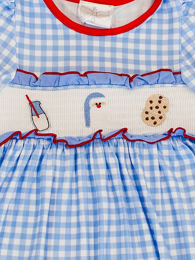 Christmas Milk & Cookies Smocked Girls Dress