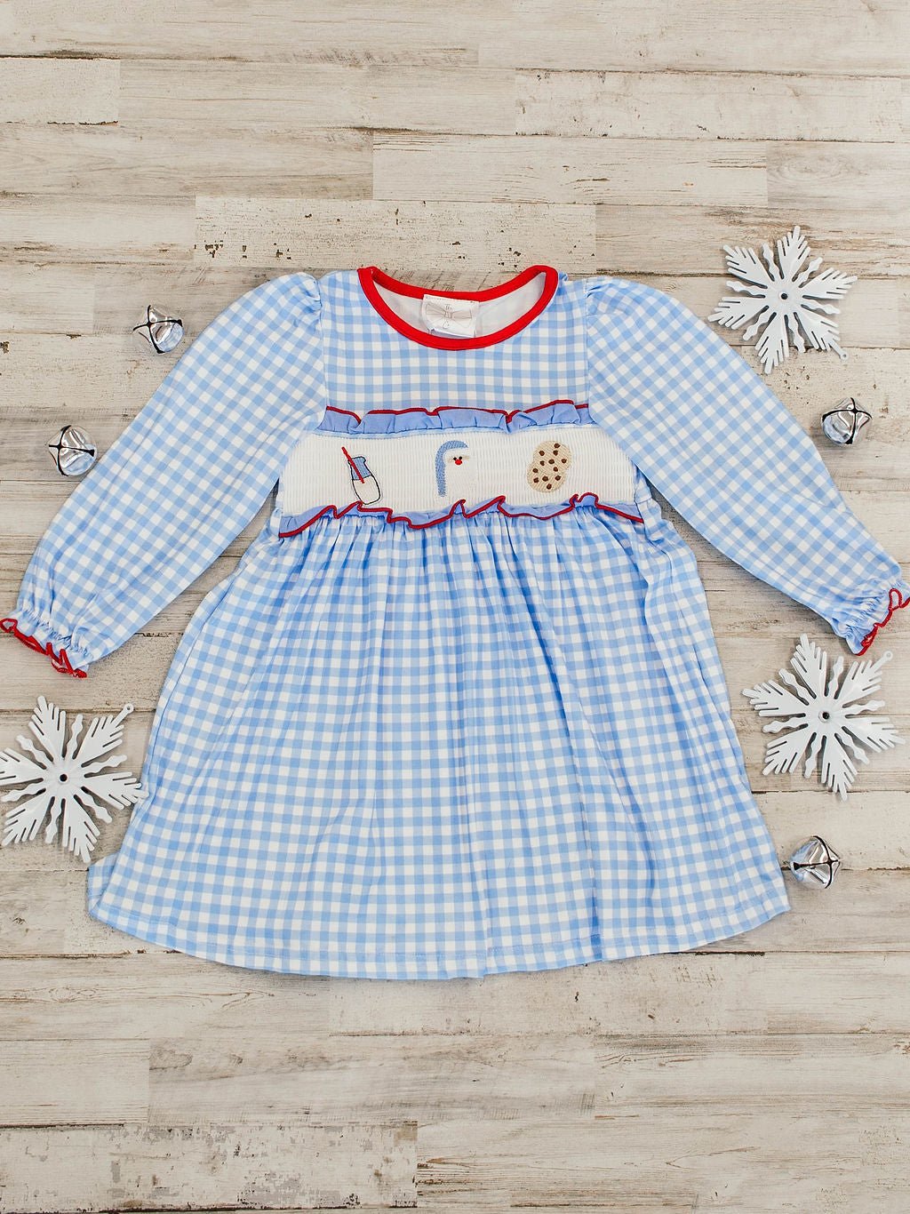 Christmas Milk & Cookies Smocked Girls Dress