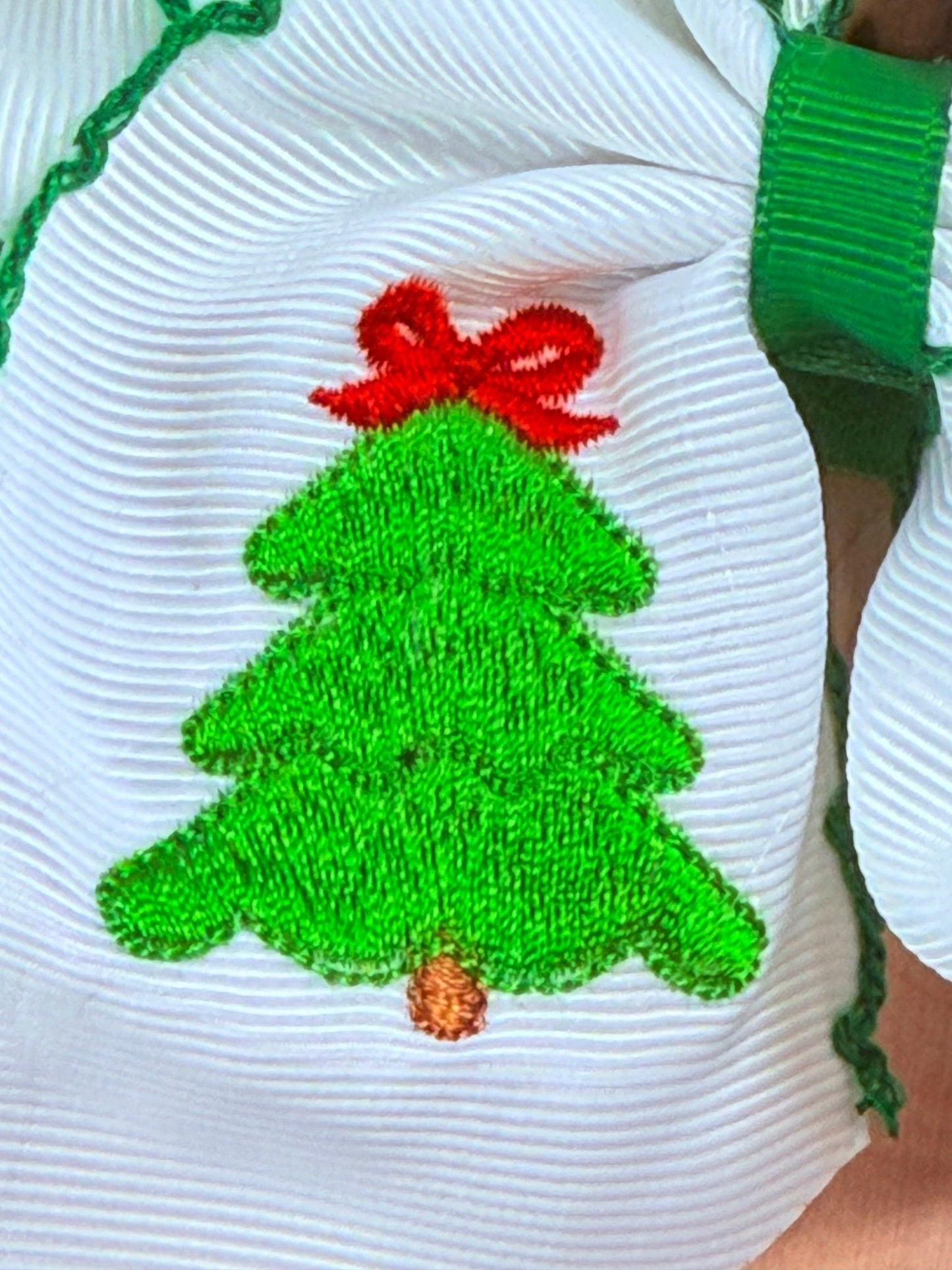 Christmas Tree Embroidered Hair Bow | Clip or Headband