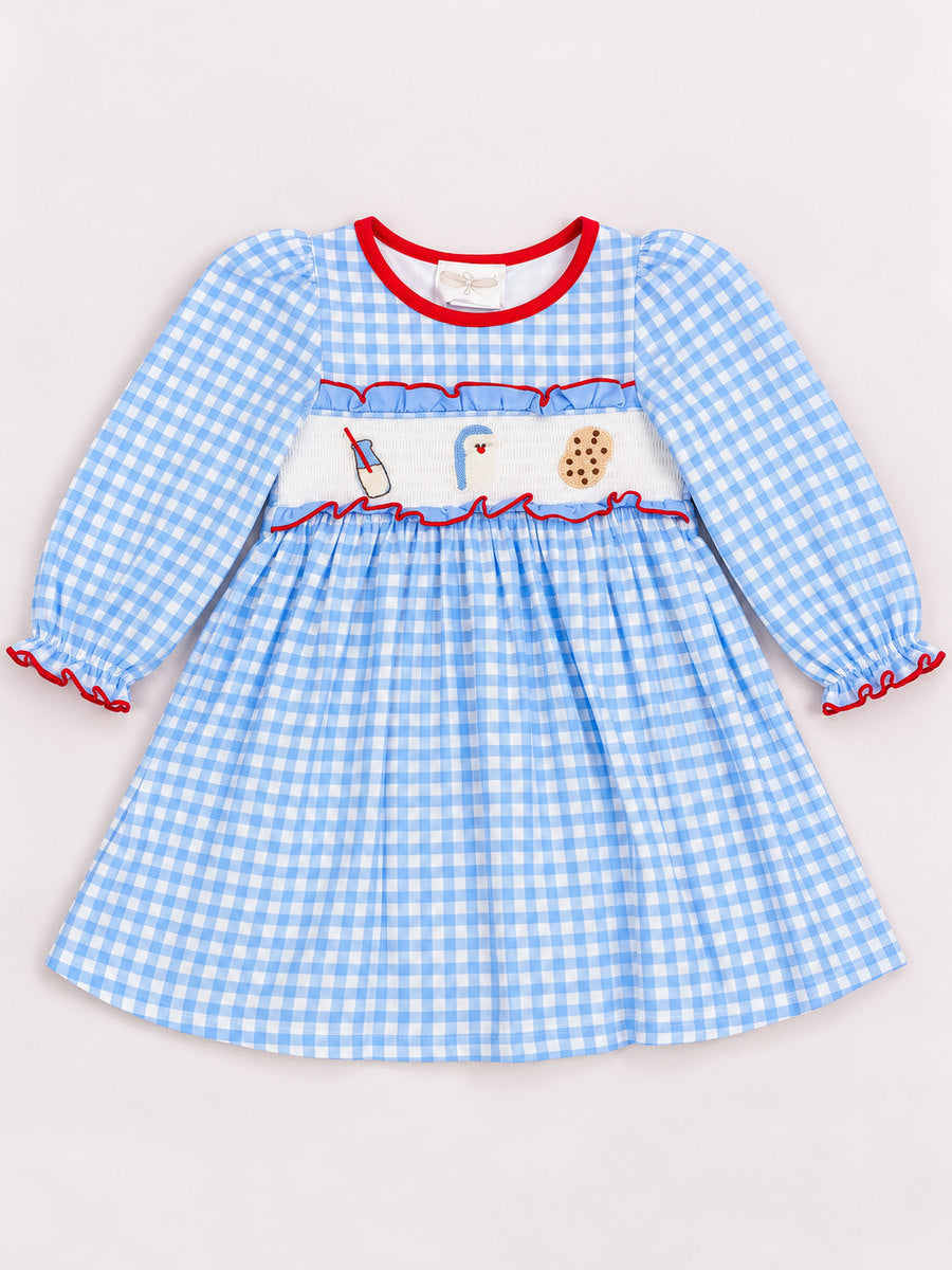 Christmas Milk & Cookies Smocked Girls Dress