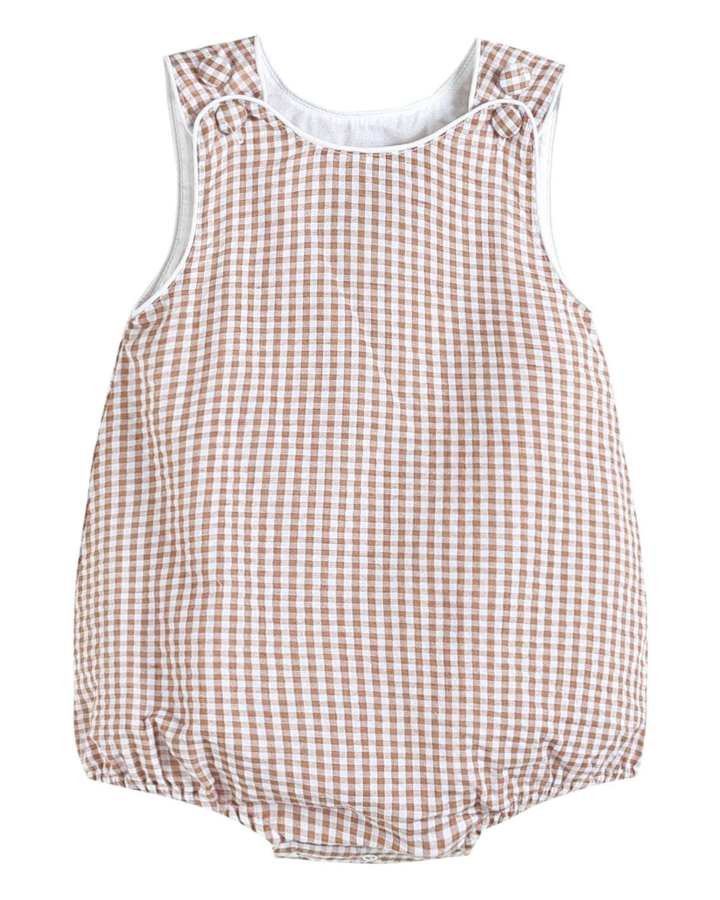 Classic Brown Gingham Bubble Romper