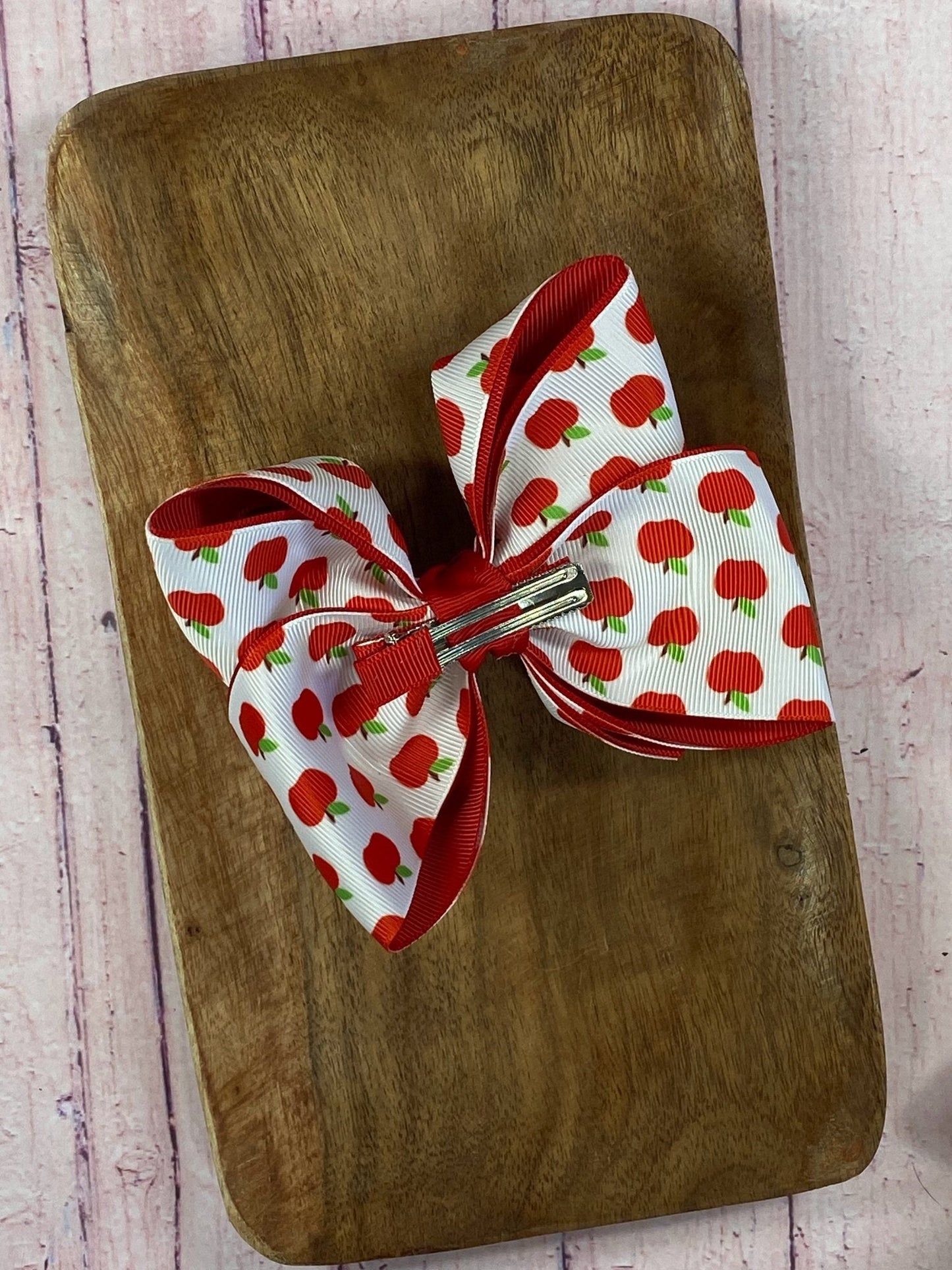 Classic Double Layer Apple Hair Bow | Clip or Headband