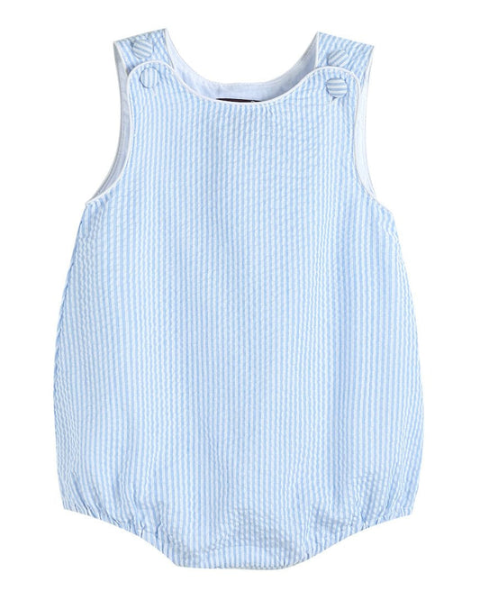 Classic Light Blue Seersucker Bubble Romper