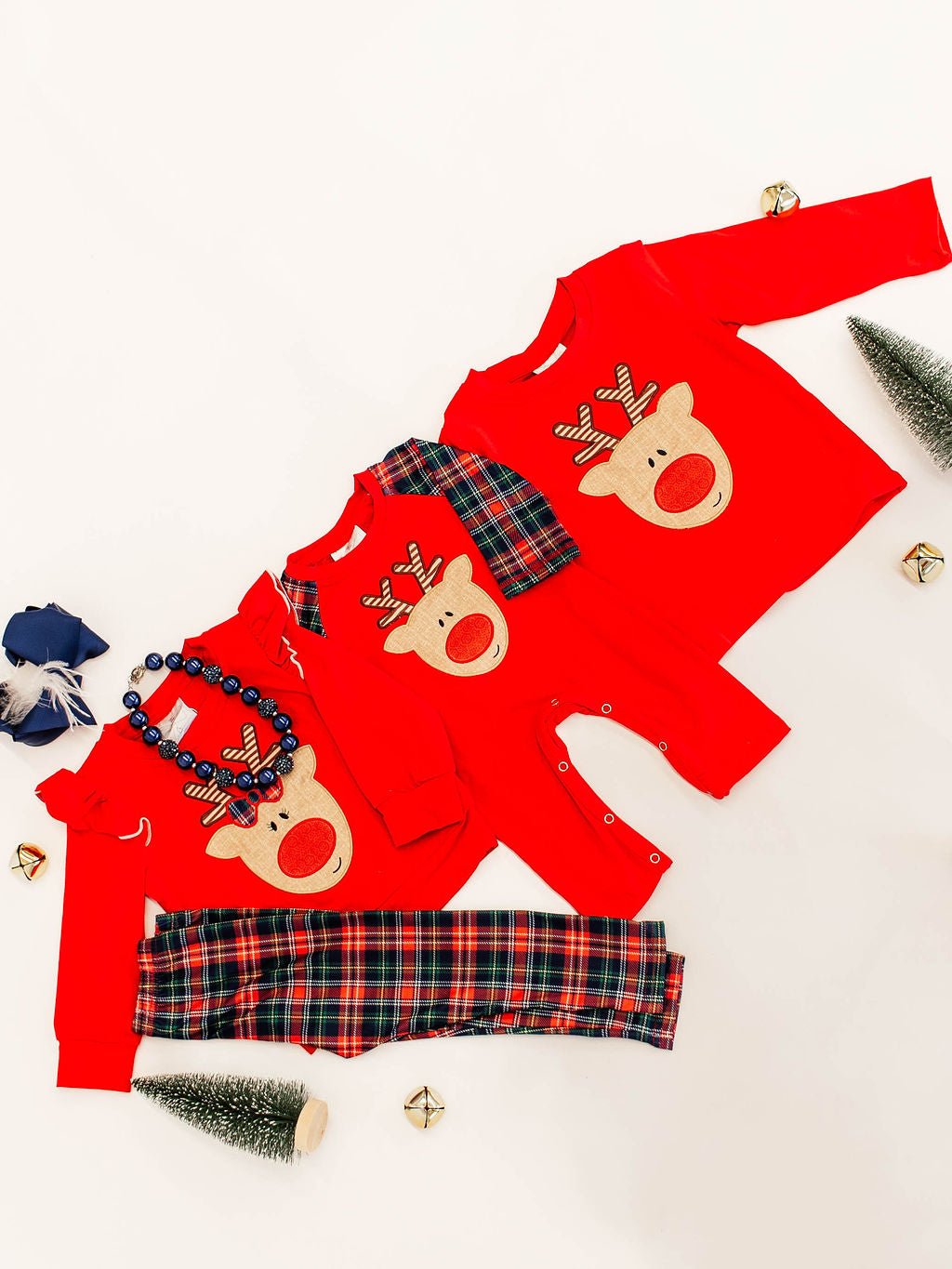 Classic Rudolf & Plaid Girls Leggings Set