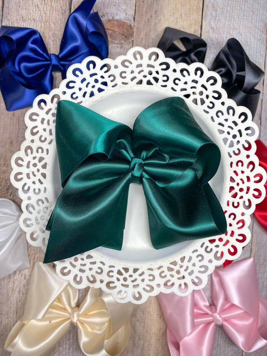 4.5" Classic Satin Hair Bows | Alligator Clips or Headbands