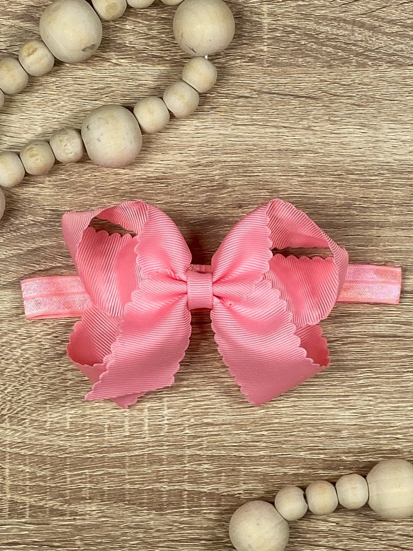 4.5" Classic Scalloped Hair Bow | Clip or Headband