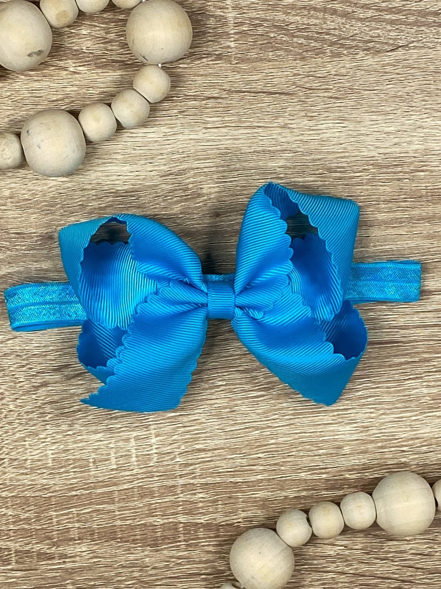 4.5" Classic Scalloped Hair Bow | Clip or Headband
