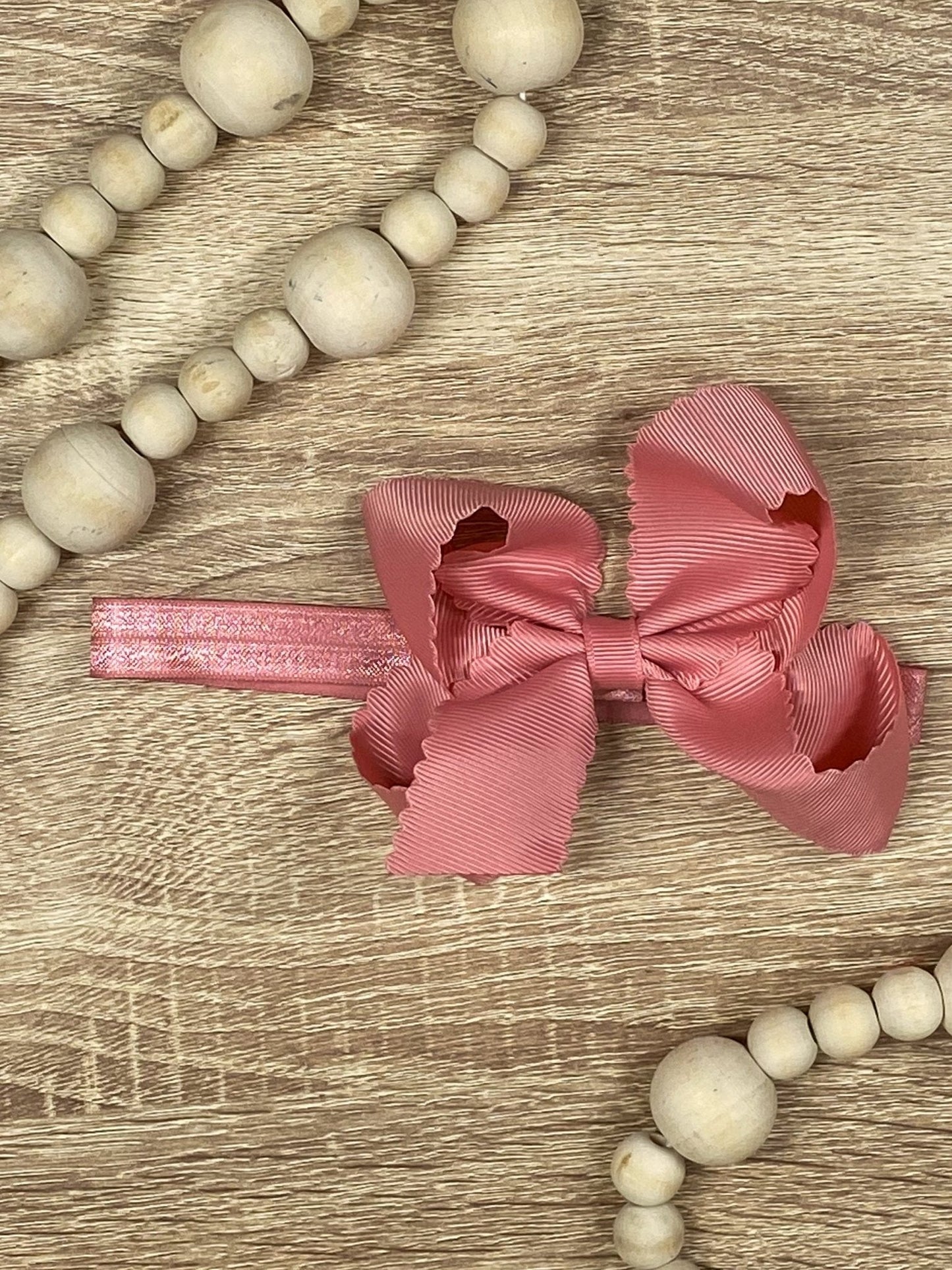 4.5" Classic Scalloped Hair Bow | Clip or Headband