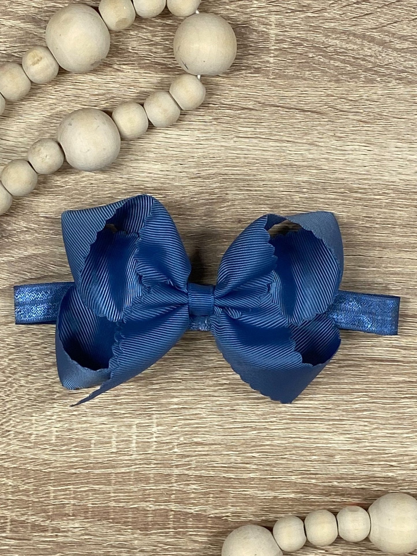 4.5" Classic Scalloped Hair Bow | Clip or Headband