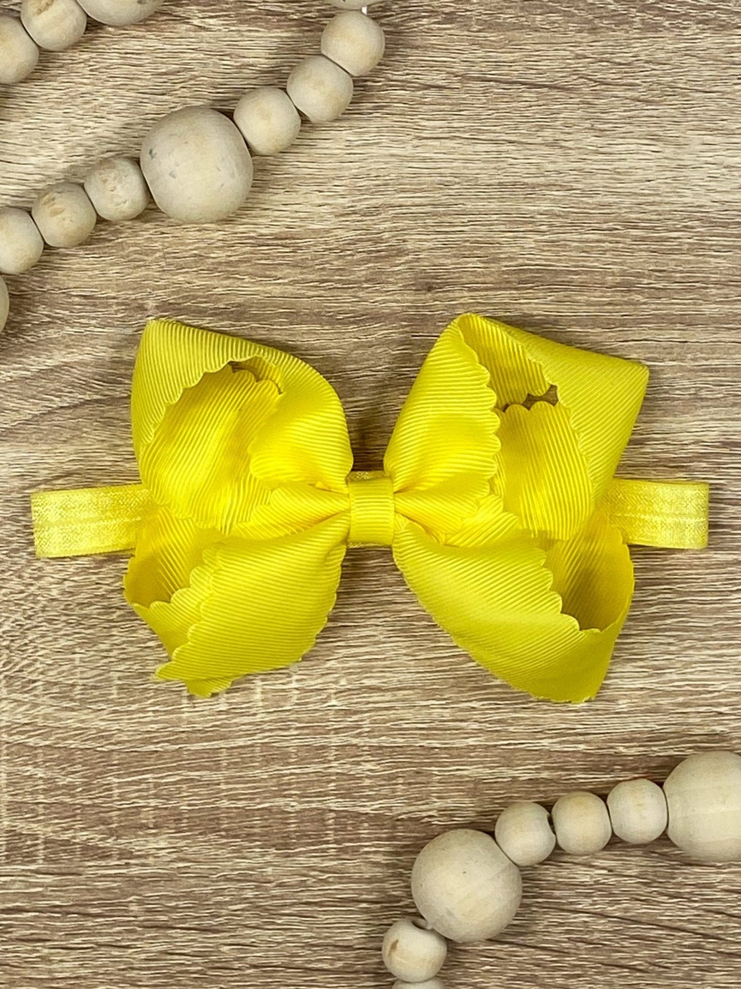 4.5" Classic Scalloped Hair Bow | Clip or Headband