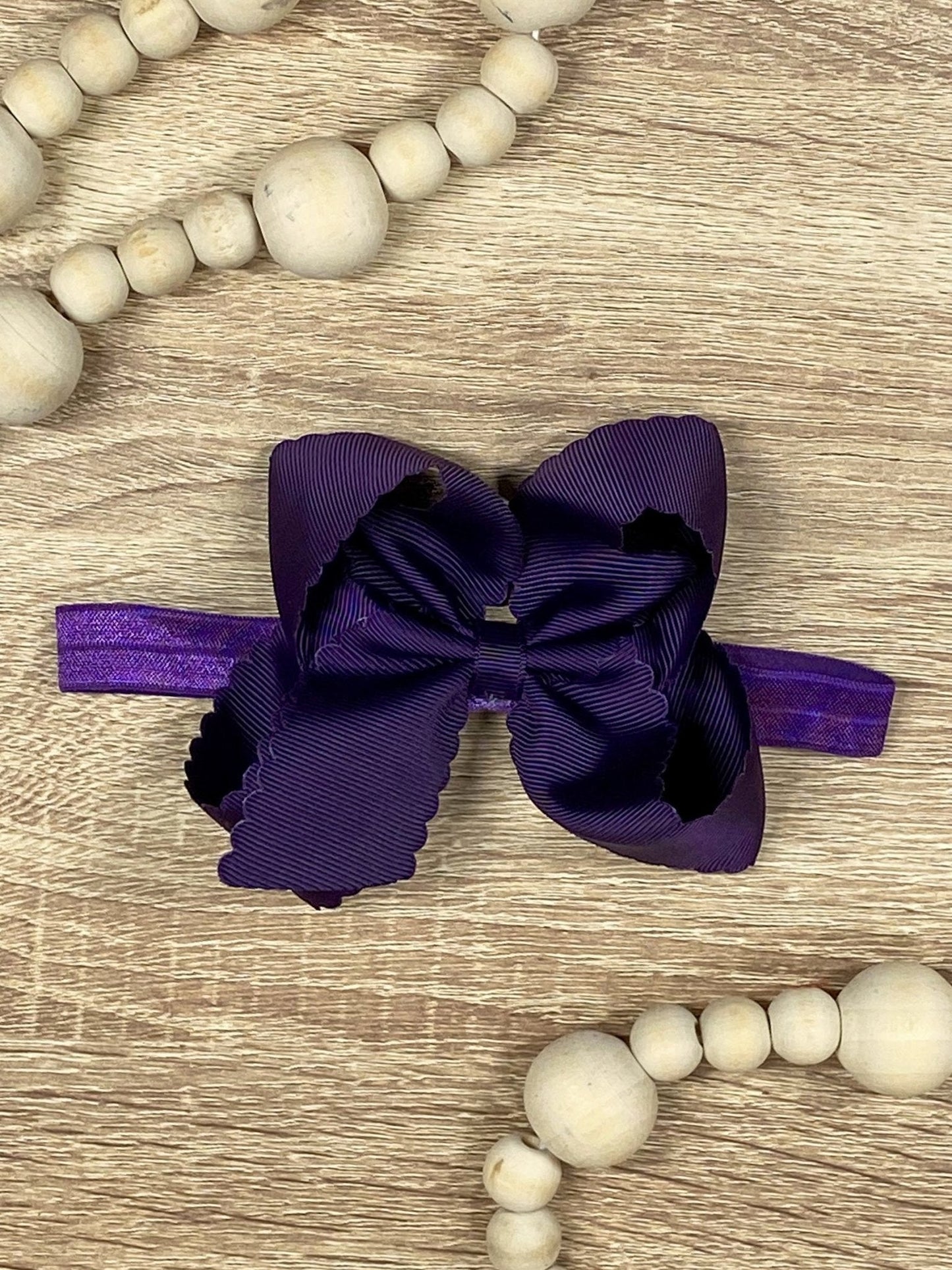 4.5" Classic Scalloped Hair Bow | Clip or Headband
