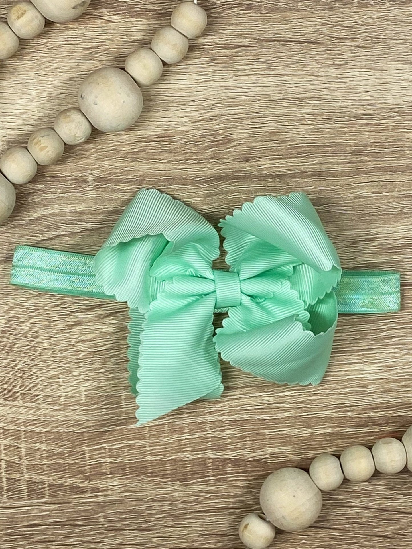 4.5" Classic Scalloped Hair Bow | Clip or Headband