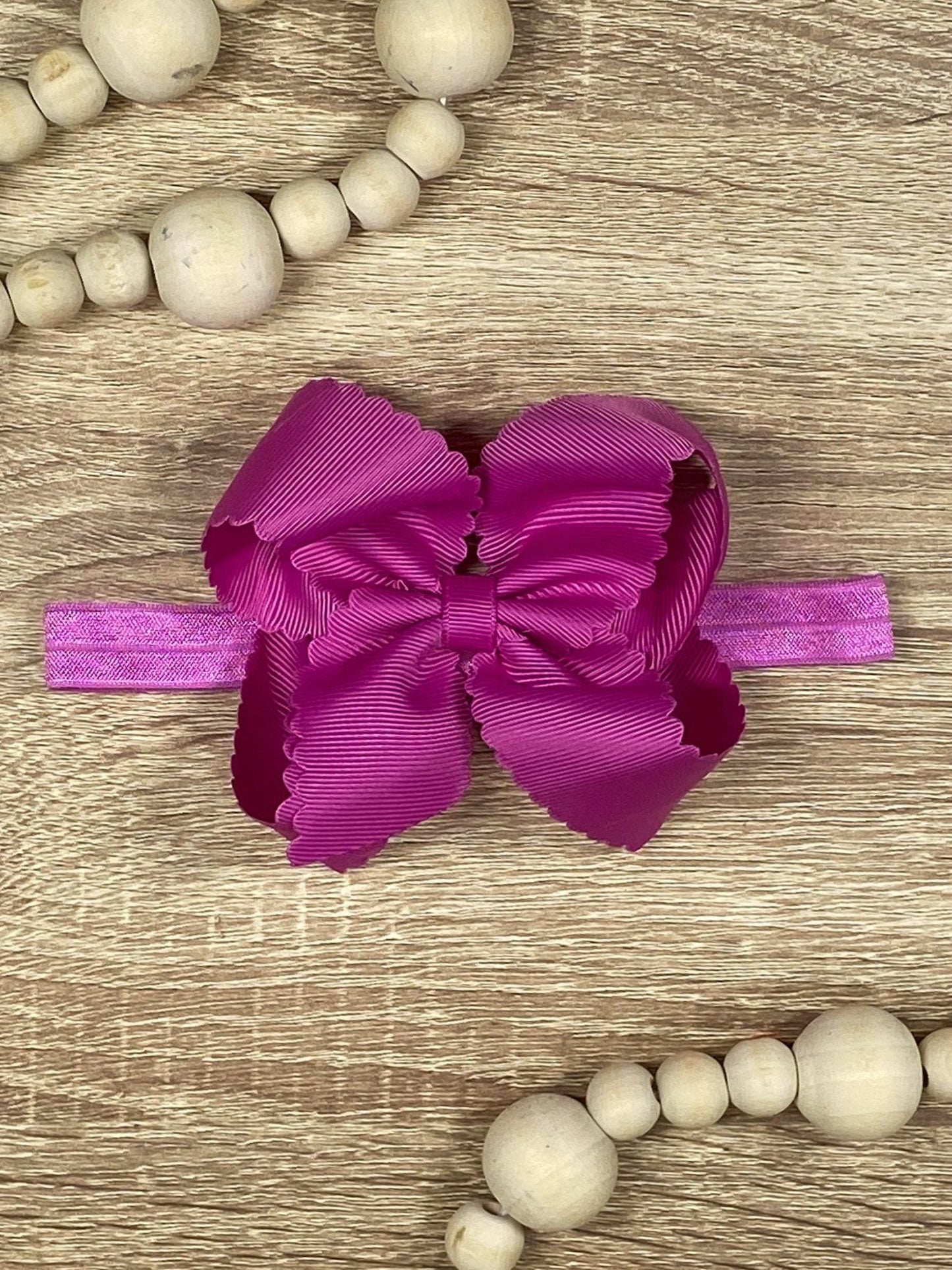 4.5" Classic Scalloped Hair Bow | Clip or Headband
