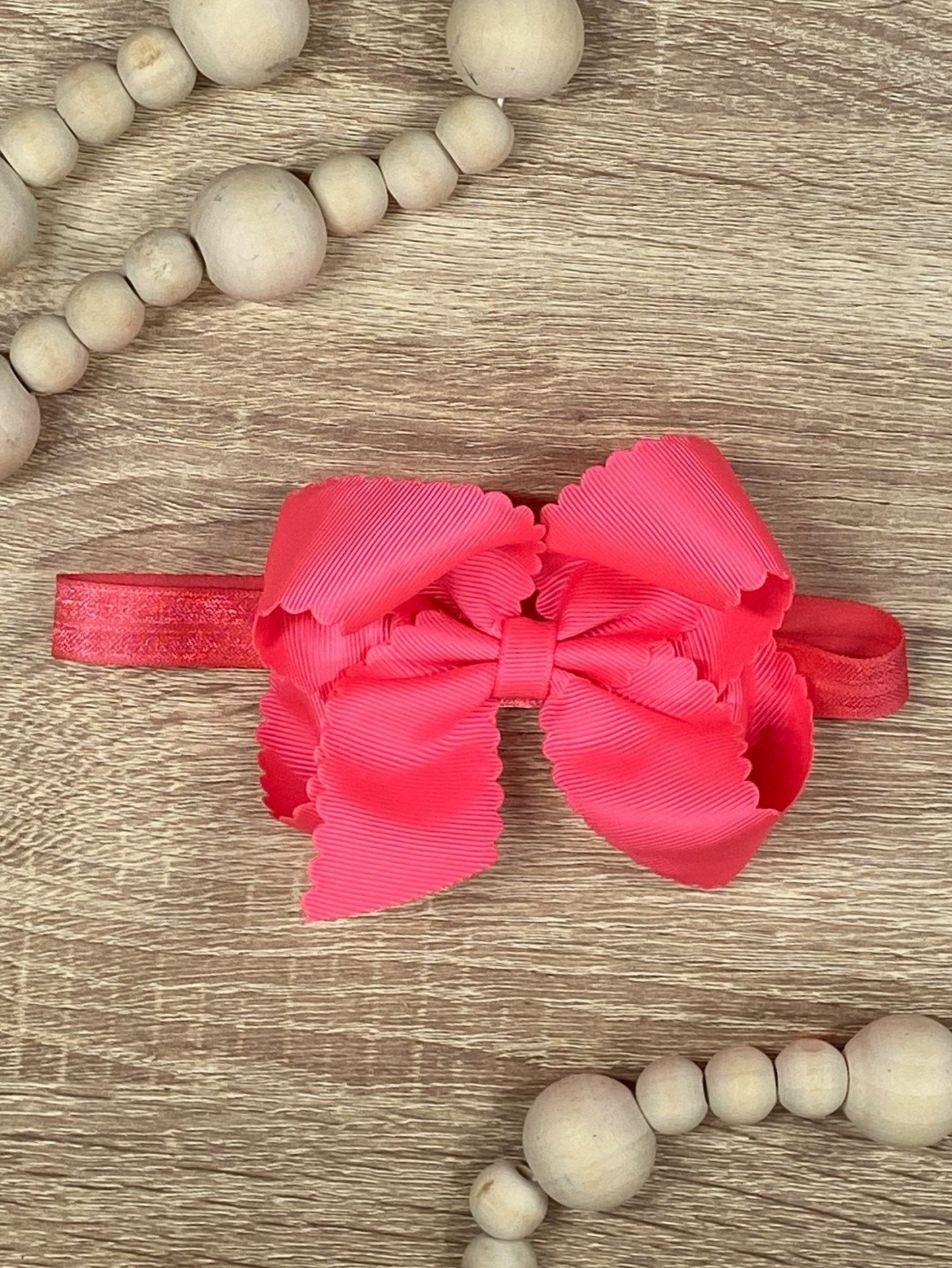 4.5" Classic Scalloped Hair Bow | Clip or Headband