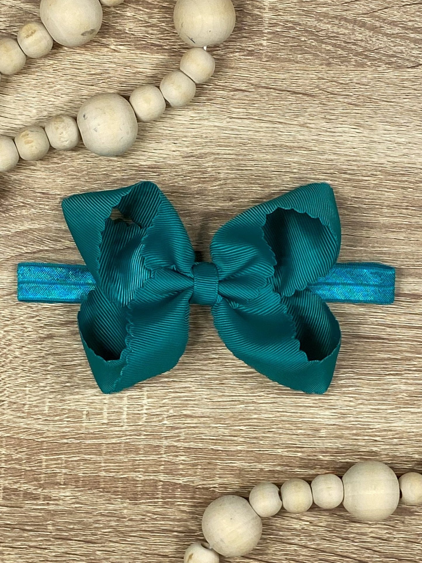 4.5" Classic Scalloped Hair Bow | Clip or Headband
