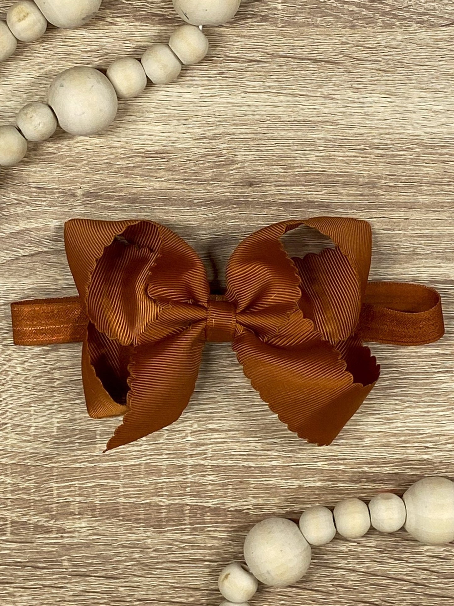 4.5" Classic Scalloped Hair Bow | Clip or Headband