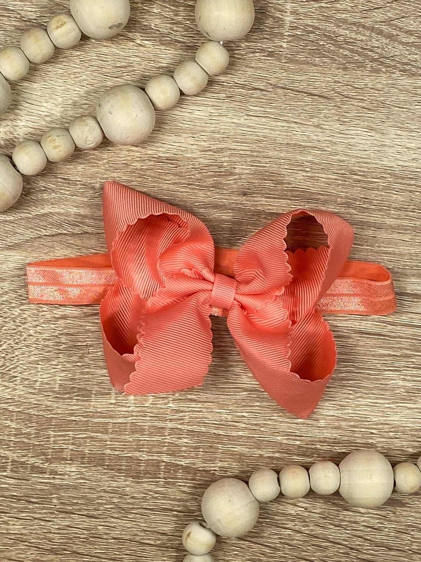4.5" Classic Scalloped Hair Bow | Clip or Headband