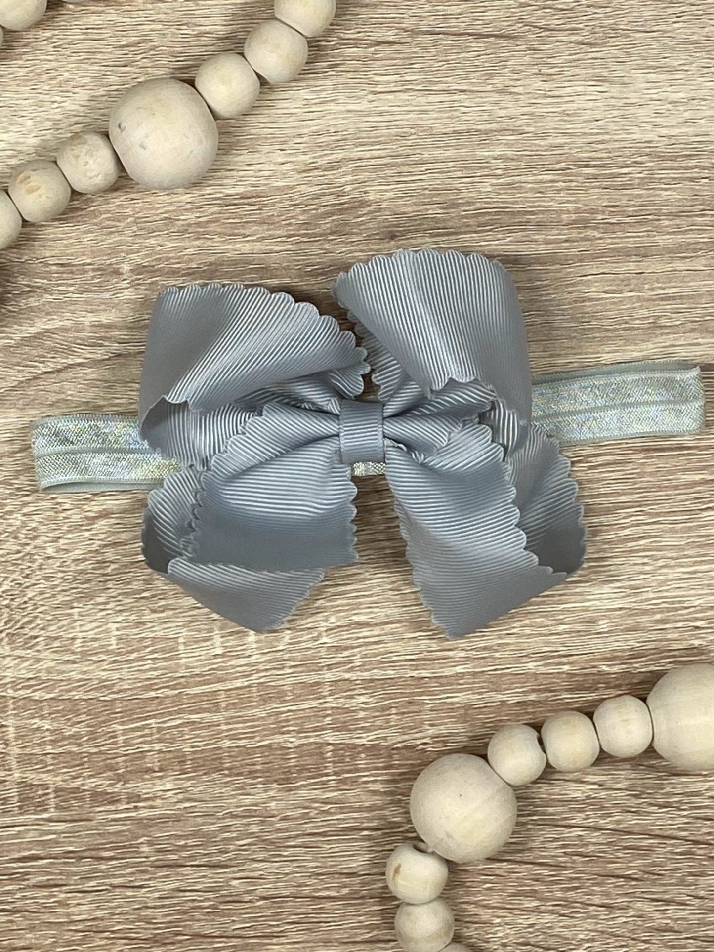 4.5" Classic Scalloped Hair Bow | Clip or Headband