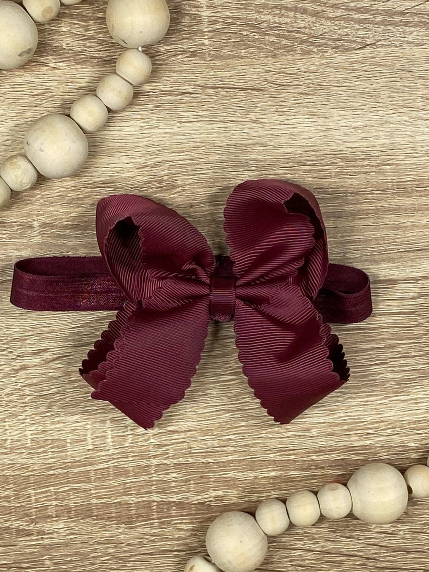 4.5" Classic Scalloped Hair Bow | Clip or Headband