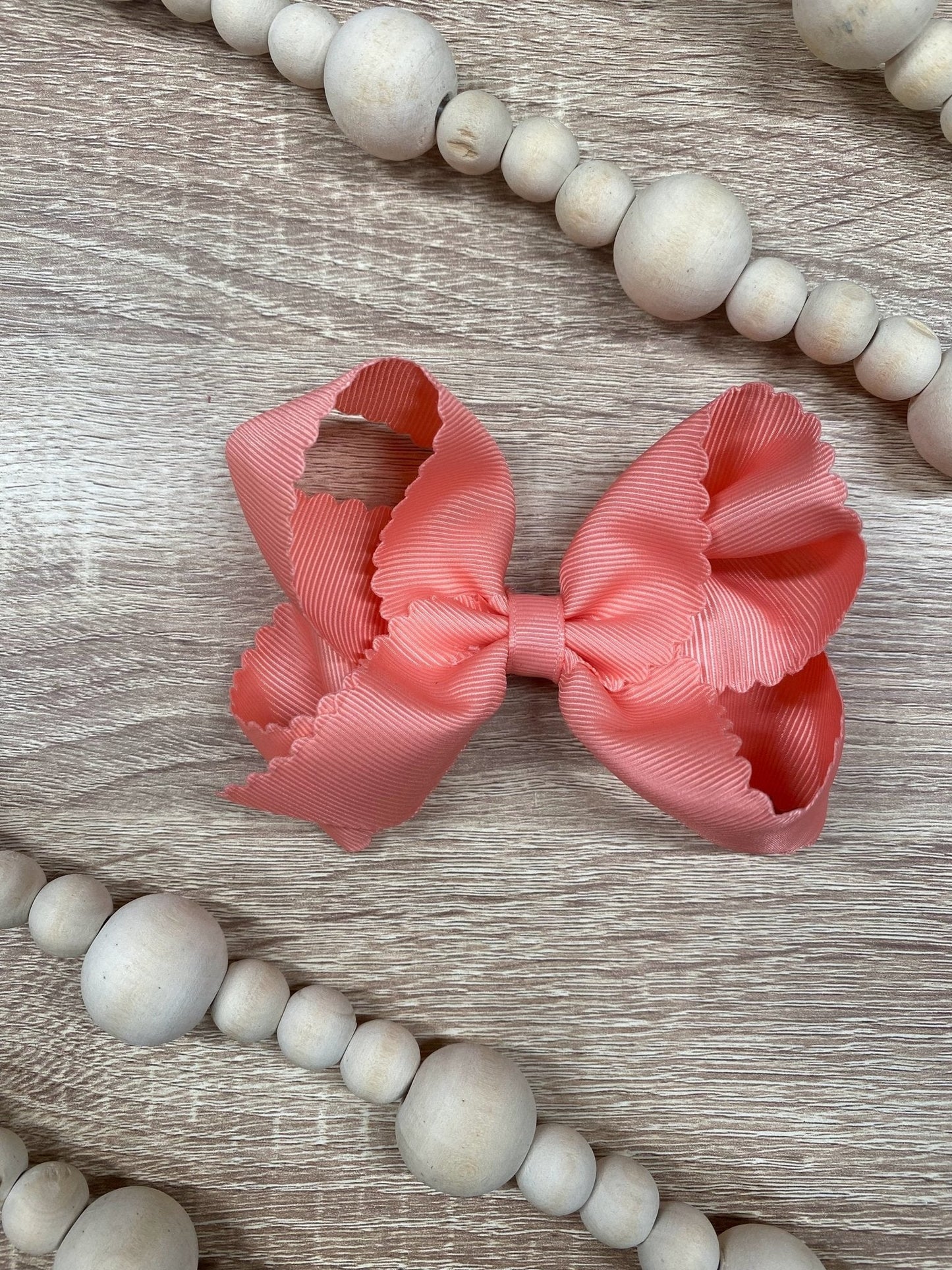4.5" Classic Scalloped Hair Bow | Clip or Headband