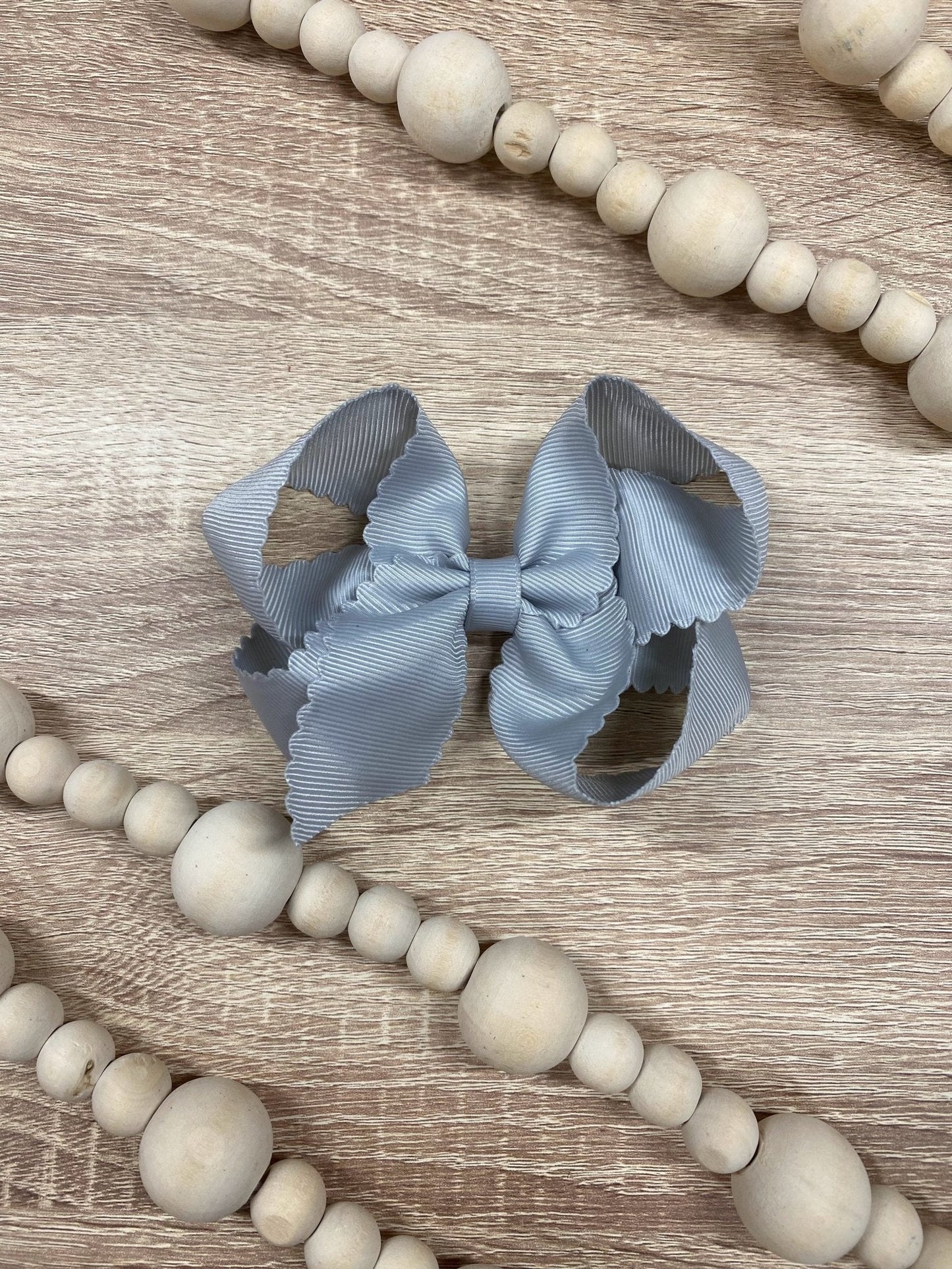 4.5" Classic Scalloped Hair Bow | Clip or Headband