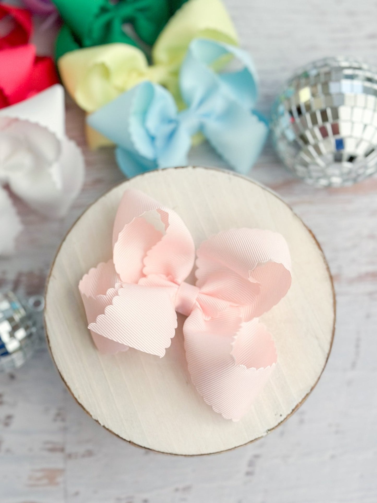 4.5" Classic Scalloped Hair Bow | Clip or Headband