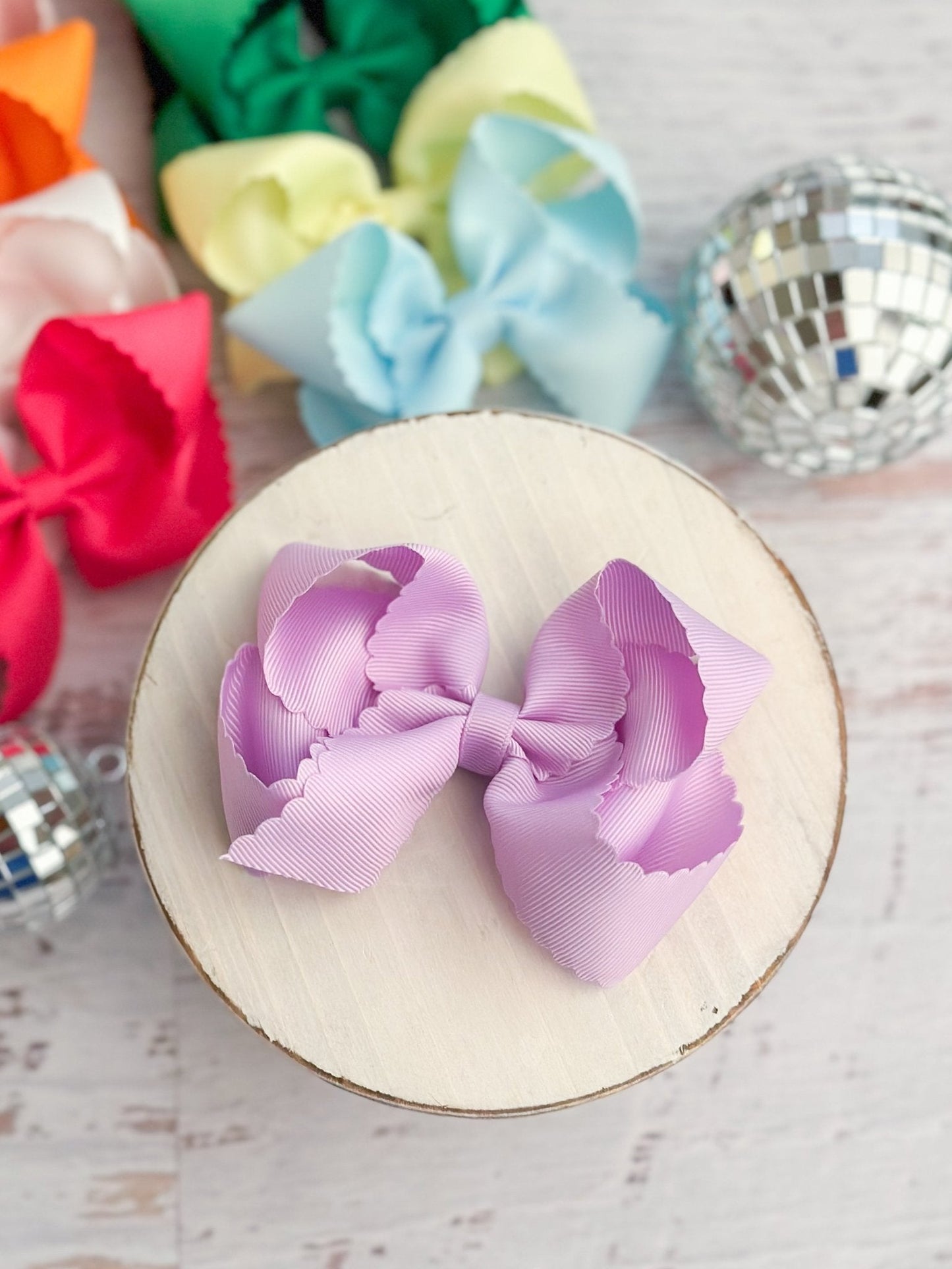 4.5" Classic Scalloped Hair Bow | Clip or Headband