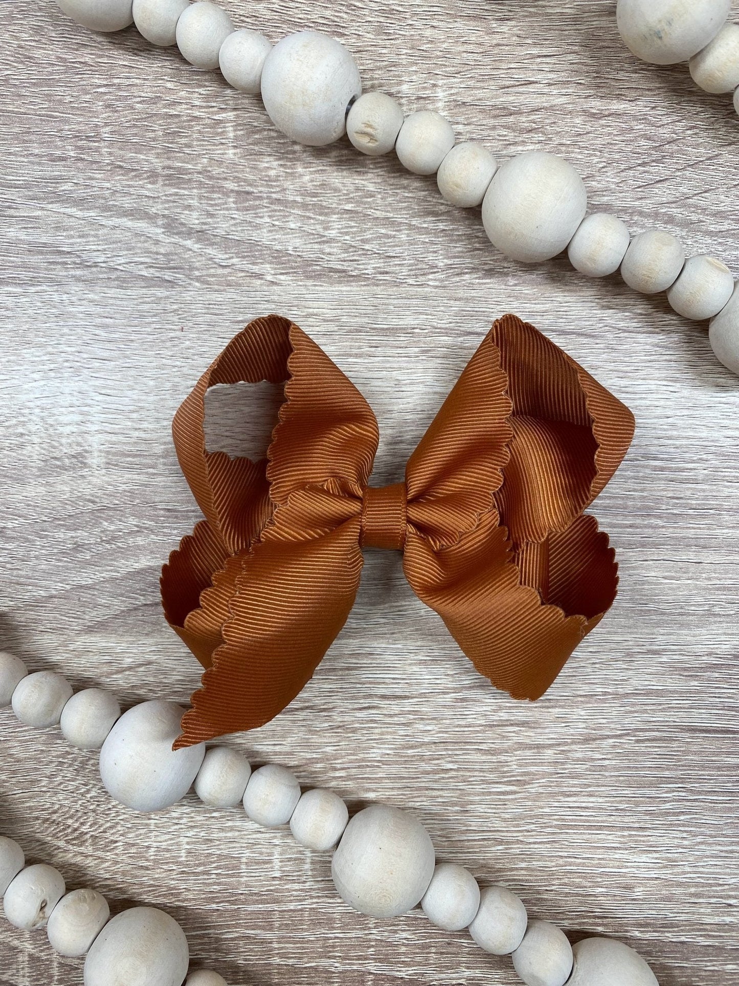 4.5" Classic Scalloped Hair Bow | Clip or Headband