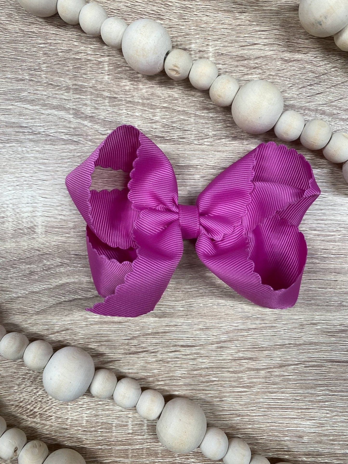 4.5" Classic Scalloped Hair Bow | Clip or Headband
