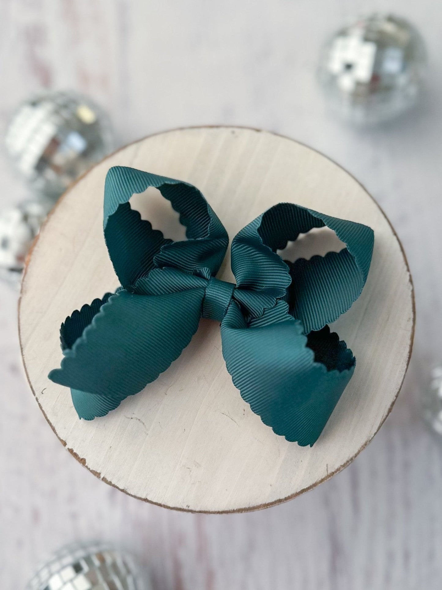 4.5" Classic Scalloped Hair Bow | Clip or Headband